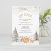 Modern Winter Oh Deer Fawn Baby shower Kaart (Staand voorkant)