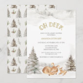 Modern Winter Oh Deer Fawn Baby shower Kaart (Voorkant / Achterkant)