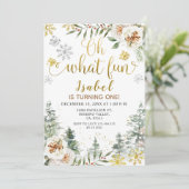 Modern Winter Oh wat een vun eerste verjaardag Kaart (Staand voorkant)