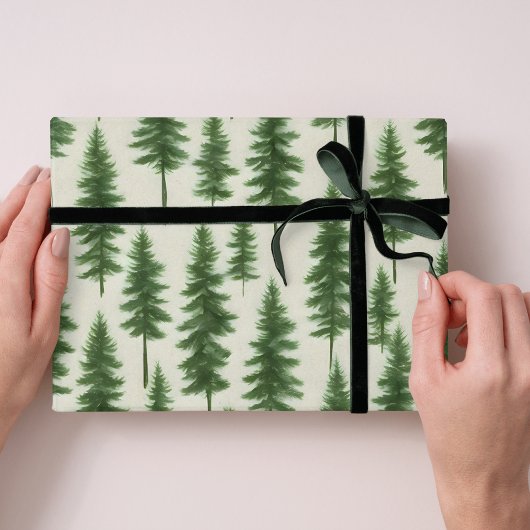 Modern Winter Pine Tree Holiday Christmas Cadeaupapier