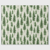 Modern Winter Pine Tree Holiday Christmas Cadeaupapier (Vlak)