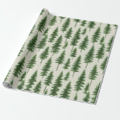 Modern Winter Pine Tree Holiday Christmas Cadeaupapier (Uitgerold)