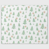 Modern Winter Pine Tree Star Cadeaupapier (Vlak)