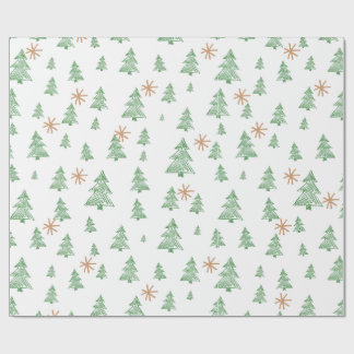 Modern Winter Pine Tree Star Cadeaupapier