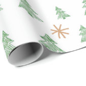 Modern Winter Pine Tree Star Cadeaupapier (Rol Hoek)