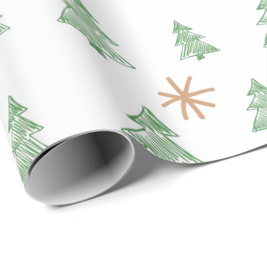 Modern Winter Pine Tree Star Cadeaupapier (Rol Hoek)