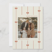 Modern Winter Red Bow Family Photo Christmas Feestdagenkaart (Voorkant)