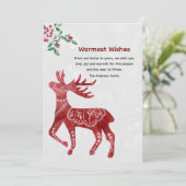 Modern Winter Red Moose Scandi Japandi Kersti Feestdagenkaart (Staand voorkant)