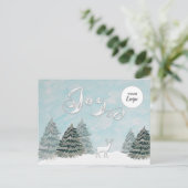 Modern Winter scene Joy corporate logo Holiday Feestdagenkaart (Staand voorkant)
