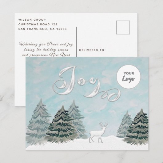 Modern Winter scene Joy corporate logo Holiday Feestdagenkaart (Voorkant / Achterkant)