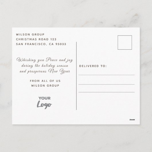 Modern Winter scene Joy corporate logo Holiday Feestdagenkaart (Achterkant)