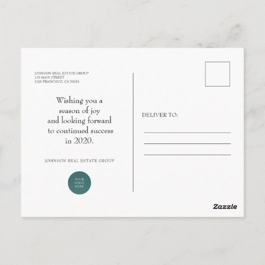 Modern Winter Scene | Nieuwjaarsgroeten Briefkaart (Achterkant)