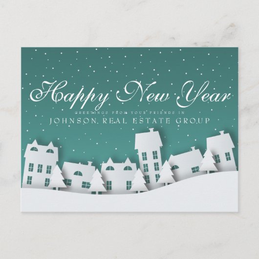 Modern Winter Scene | Nieuwjaarsgroeten Briefkaart (Voorkant)