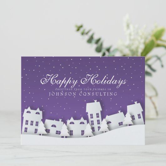 Modern Winter Scene | Vakantiegroet Feestdagenkaart (Staand voorkant)