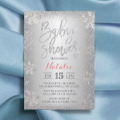 Modern Winter Silver Snowflake Baby shower Kaart