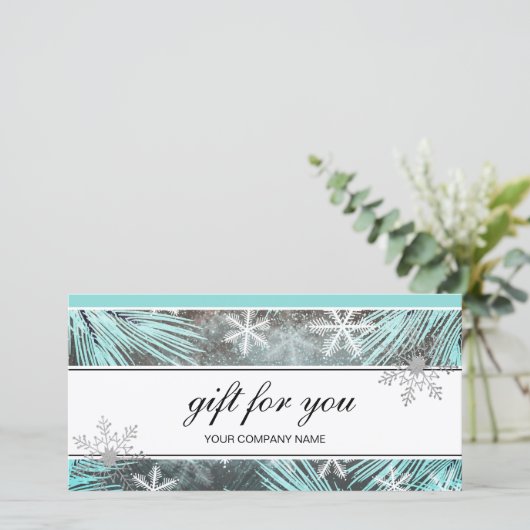Modern Winter Sneeuw Cadeaubon (Staand voorkant)