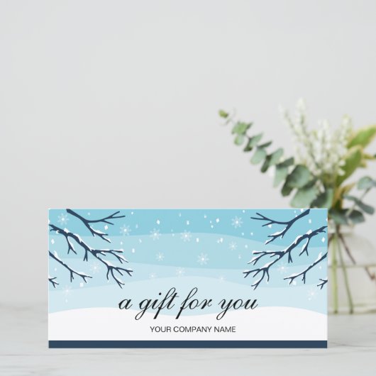 Modern Winter Sneeuw Cadeaubon (Staand voorkant)