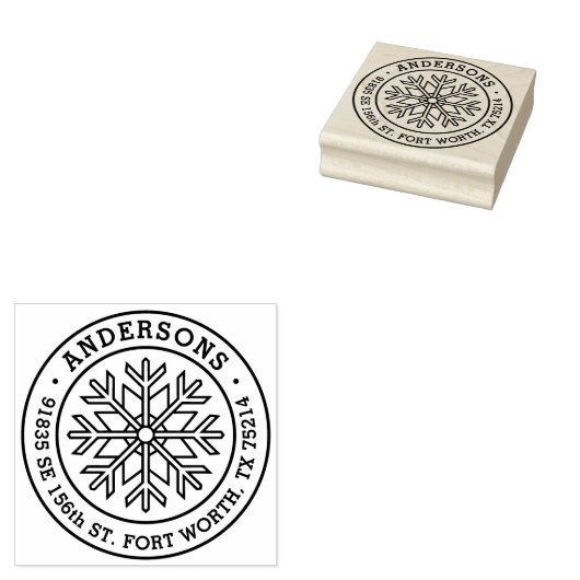 Modern Winter Snowflake return address Rubberstempel (Gestempeld)