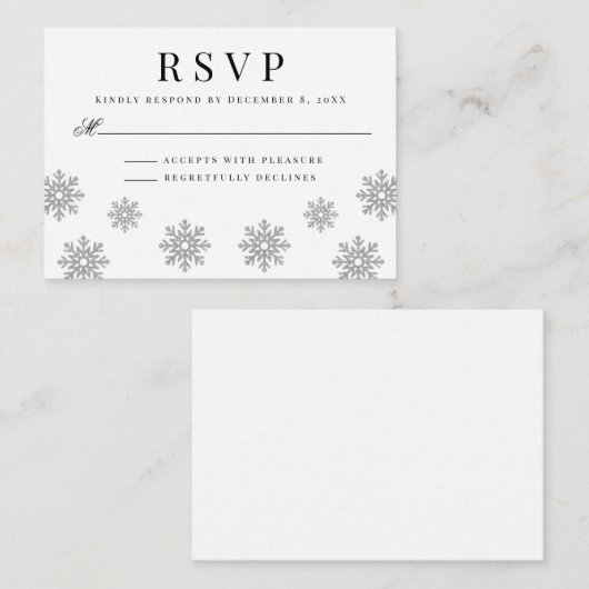 Modern Winter Snowflake Weddenschap Informatiekaartje (Voorkant / Achterkant)