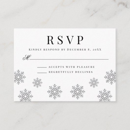 Modern Winter Snowflake Weddenschap Informatiekaartje (Voorkant)