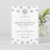 Modern Winter Snowflake Weddenschap Kaart (Staand voorkant)