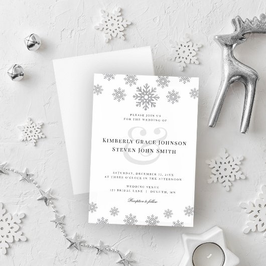 Modern Winter Snowflake Weddenschap Kaart