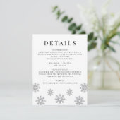Modern Winter Snowflake Wedding Details Card RSVP Kaartje (Staand voorkant)