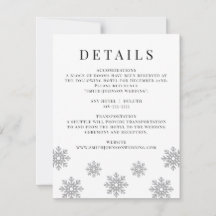 Modern Winter Snowflake Wedding Details Card