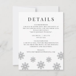 Modern Winter Snowflake Wedding Details Card RSVP Kaartje