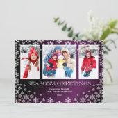 Modern Winter Snowflakes 3 Foto Wenskaart Kaart (Staand voorkant)