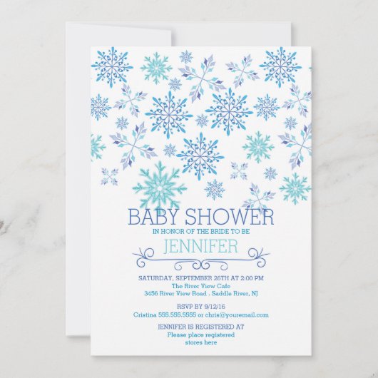 Modern Winter Snowflakes Neutraal Baby shower Kaart (Voorkant)