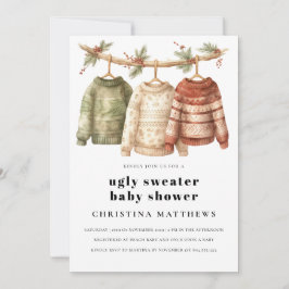 Modern Winter Ugly Sweater Baby shower Uitnodiging