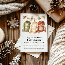 Modern Winter Ugly Sweater Baby shower Uitnodiging