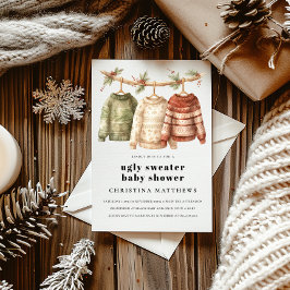 Modern Winter Ugly Sweater Baby shower Uitnodiging