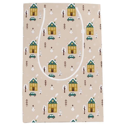 Modern Winter Vakantiehuis Medium Cadeauzakje (Voorkant)