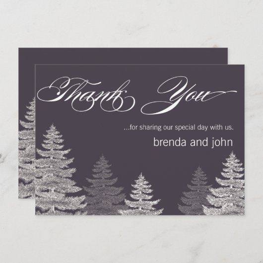 Modern Winter Wedding Dank je kaarten bomen (Voorkant / Achterkant)