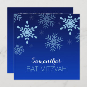 Modern Winter Wonderland Blue Bat Mitzvah Kaart