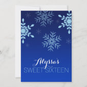 Modern Winter Wonderland Blue Snowflakes Sweet 16 Kaart (Voorkant)