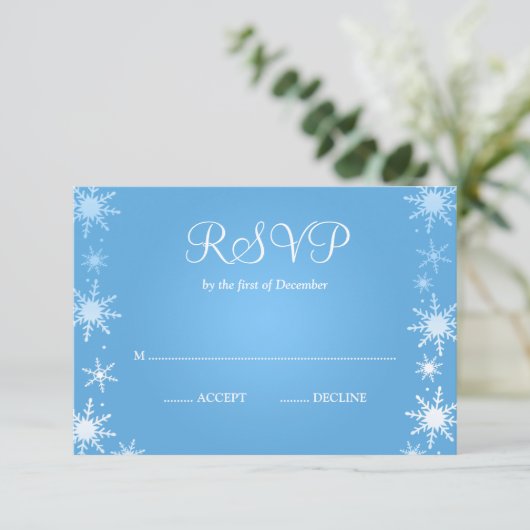 Modern Winter Wonderland Snowflake RSVP (Staand voorkant)