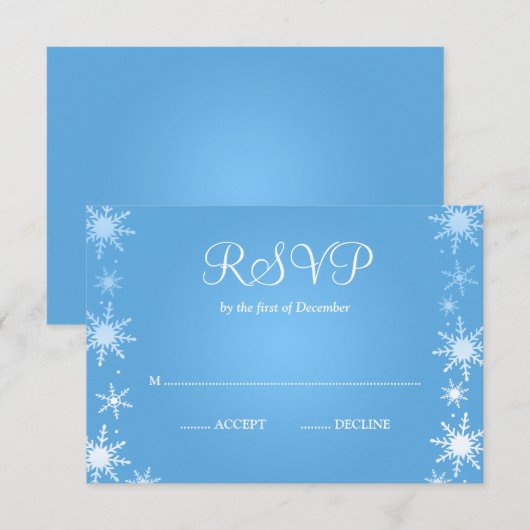 Modern Winter Wonderland Snowflake RSVP Kaartje (Voorkant / Achterkant)