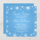 Modern Winter Wonderland Sweet 16 Birthday Party Kaart (Voorkant / Achterkant)