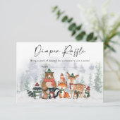 Modern Winter Woodland Animals Diaper Raffle Informatiekaartje (Staand voorkant)