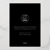 Modern Winter Woodland Company Logo Black & Gold Folie Feestdagenkaart (Achterkant)