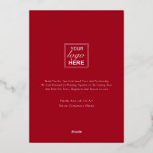 Modern Winter Woodland Your Logo Festive Red Gold Folie Feestdagenkaart (Achterkant)