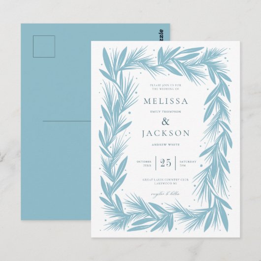 Modern Winter Wreath Lijst Bruiloft Briefkaart (Voorkant / Achterkant)