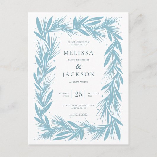 Modern Winter Wreath Lijst Bruiloft Briefkaart (Voorkant)