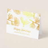 modern winterblad | Vakantie Groeten Folie Kaarten (Voorkant)