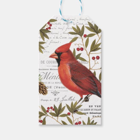 modern  winterbos kardinaal cadeaulabel (Voorkant)