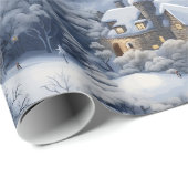 Modern Winterdorp Witte Kerstmis Cadeaupapier (Rol Hoek)