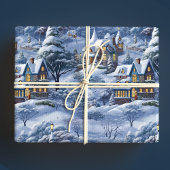 Modern Winterdorp Witte Kerstmis Cadeaupapier